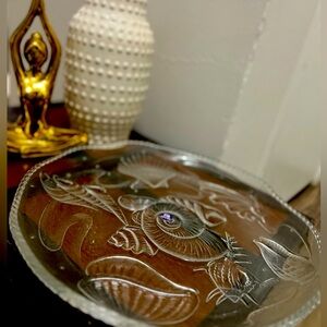 Nautilus Crystal Frosted Glass Seashell Platter
